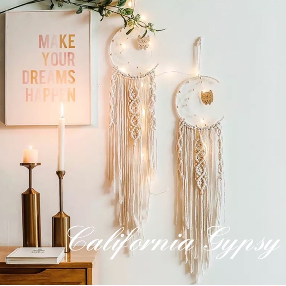Macrame Dream Catcher Moon Boho Wall Art - Picture 3 of 4